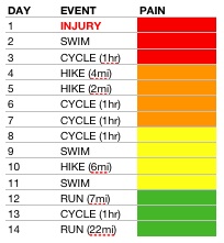 injury recovery schedule