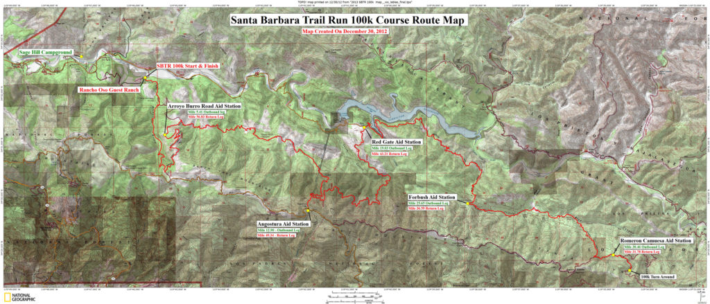 santa barbara trail 100 k course map